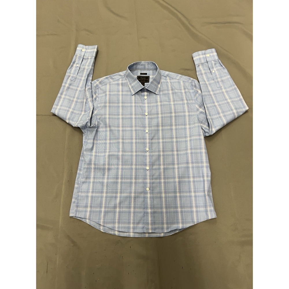 Jos A Bank Reserve Men's Blue Plaid Business Casual  Shirt Size XL